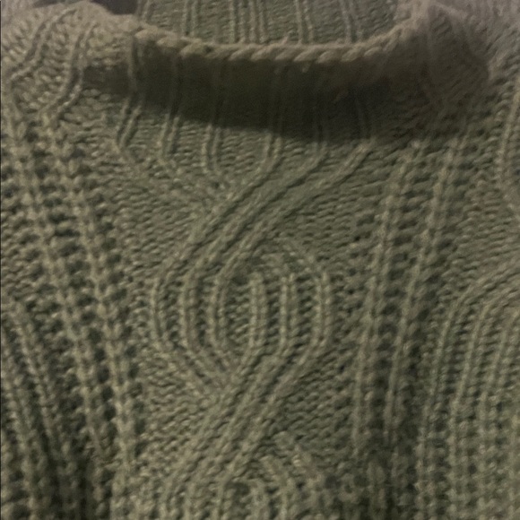 aerie Olive Green Cable Knit Turtleneck Sweater - Picture 2 of 5